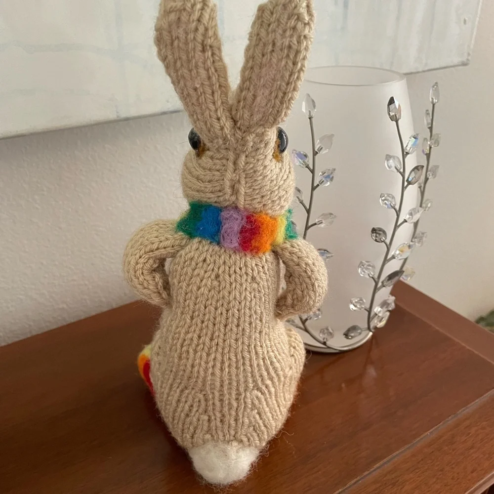 Hand crafted knit and needle felted rainbow pride love is love bunny artisan - Picture 12 of 16